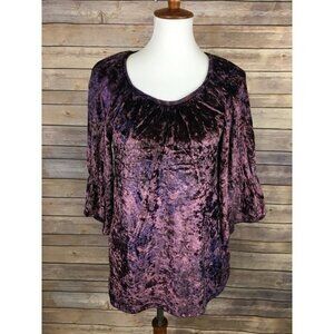 Style & Co Small Velvet Blouse Tunic Bell Sleeves